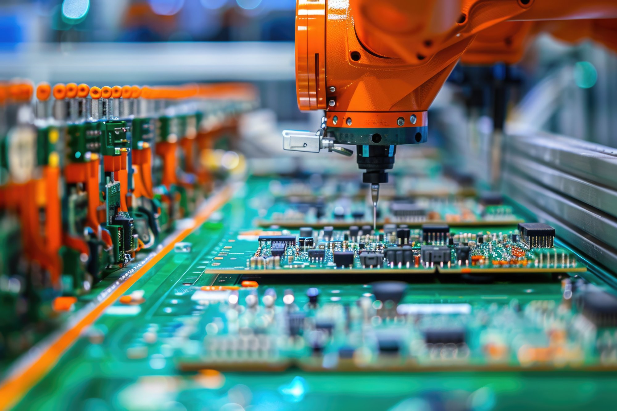 A machine creating a circuit board.